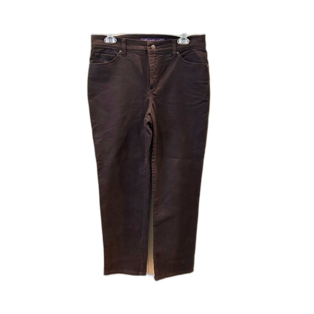 Gloria Vanderbilt Amanda Dark Brown Straight-Leg Jeans - Size 6 Short